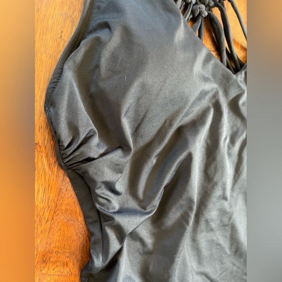 Jantzen Black Macrame Strappy Back One Piece Ruched Bathing Suit Swim 8 - Picture 11 of 11